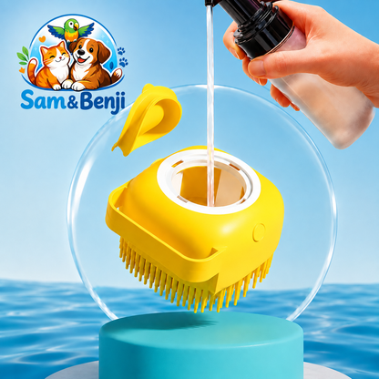 Brosse de bain en silicone avec distributeur de shampoing pour animaux