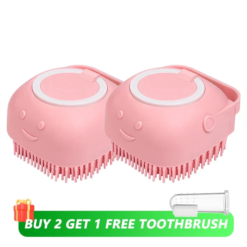 Brosse de bain en silicone avec distributeur de shampoing pour animaux