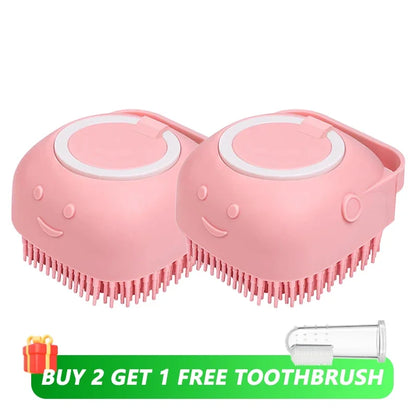 Brosse de bain en silicone avec distributeur de shampoing pour animaux