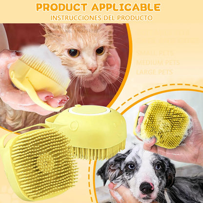 Brosse de bain en silicone avec distributeur de shampoing pour animaux