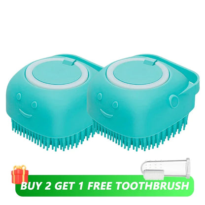 Brosse de bain en silicone avec distributeur de shampoing pour animaux