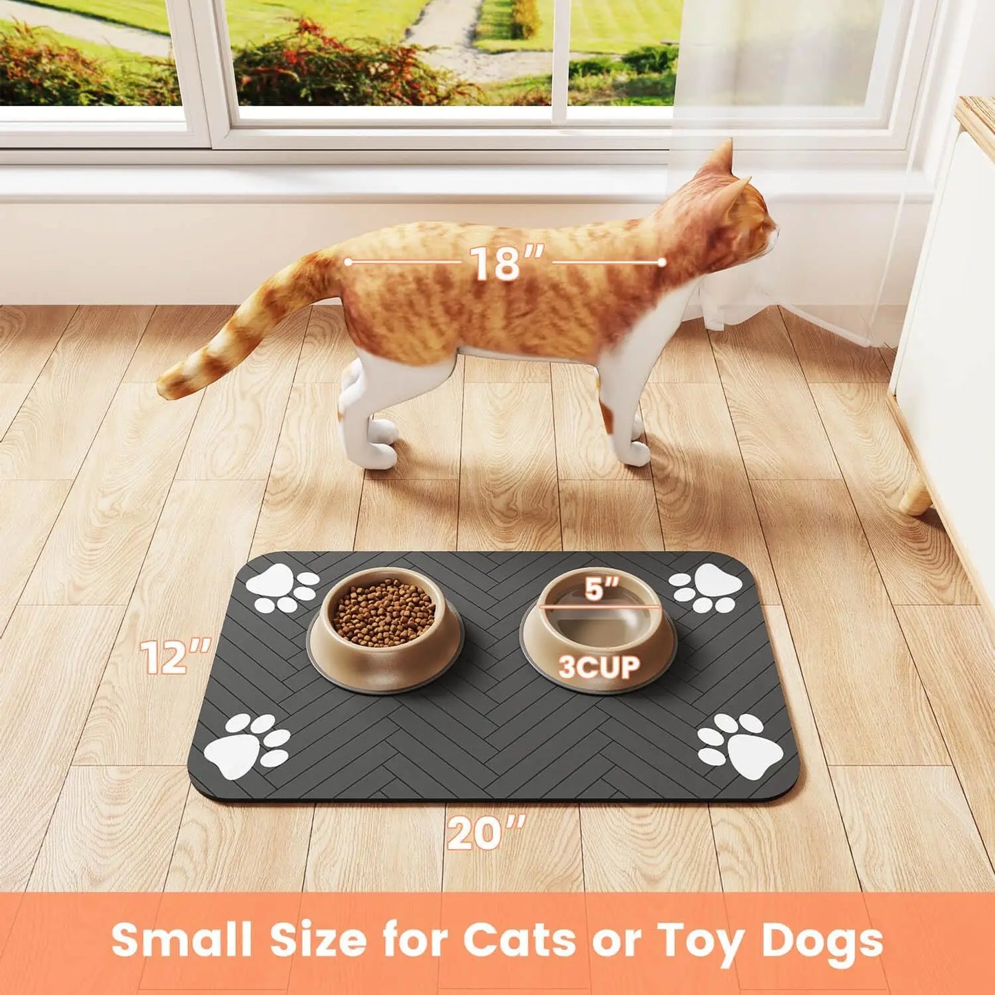 Tapis de protection antidérapant pour gamelles — chats et chiens