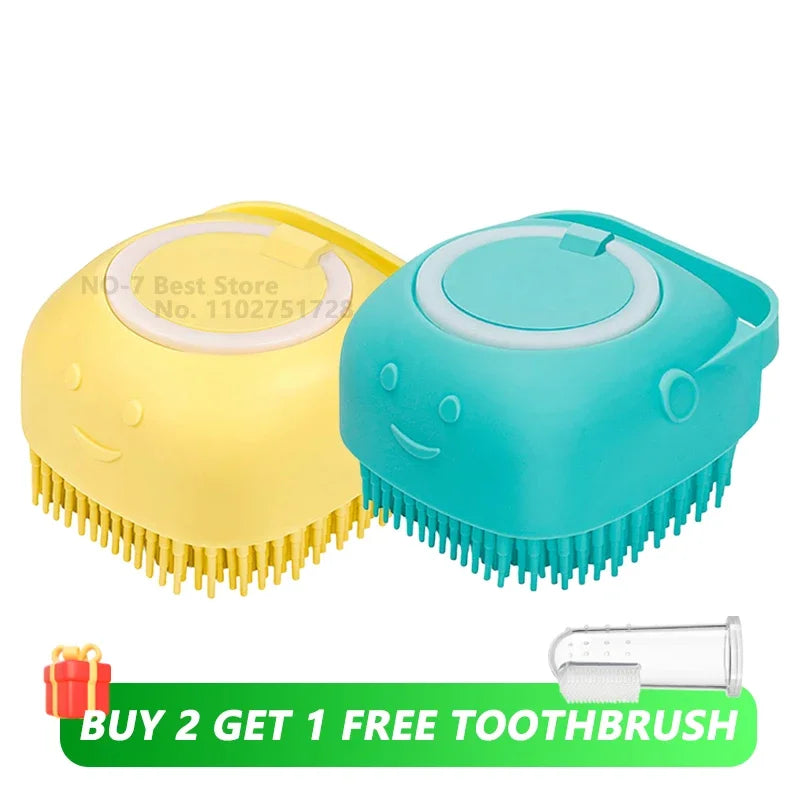 Brosse de bain en silicone avec distributeur de shampoing pour animaux