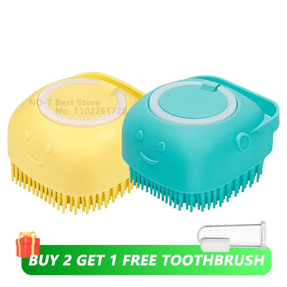 Brosse de bain en silicone avec distributeur de shampoing pour animaux