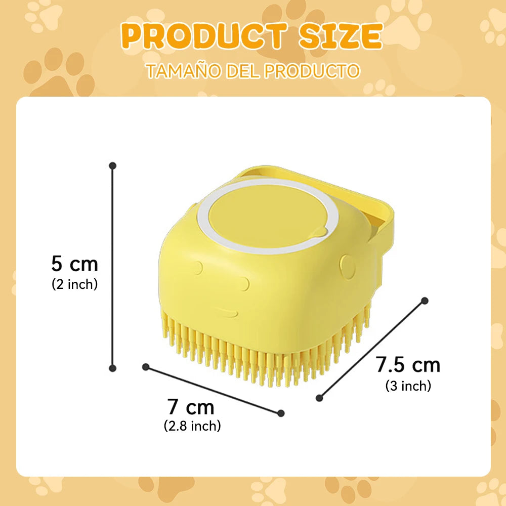 Brosse de bain en silicone avec distributeur de shampoing pour animaux