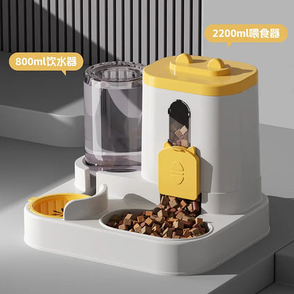 Distributeur automatique de nourriture et fontaine à eau 2-en-1