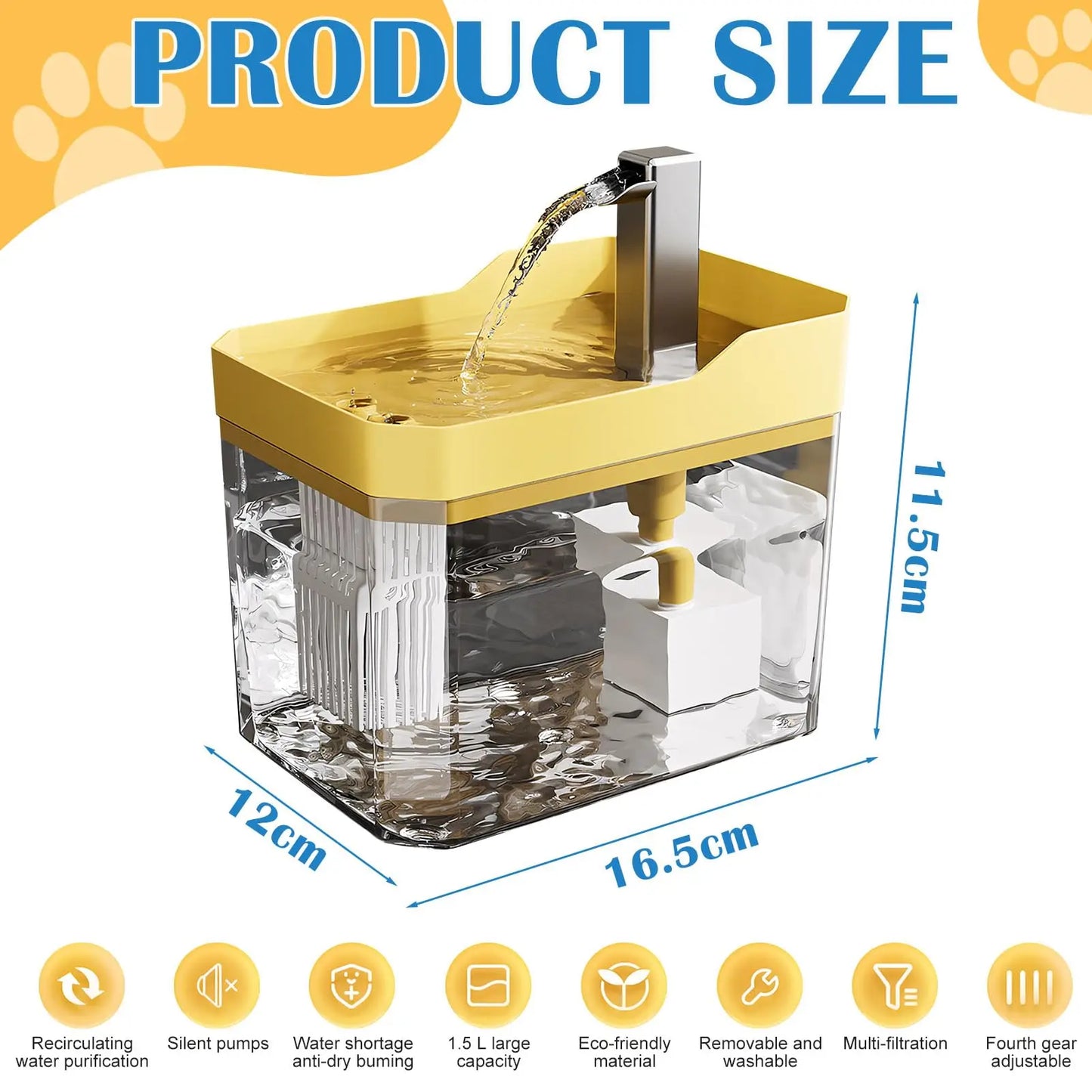 Fontaine à eau silencieuse pour chat et chient - Filtre USB 1200ml
