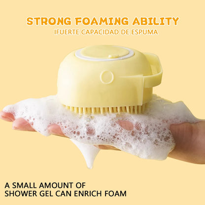 Brosse de bain en silicone avec distributeur de shampoing pour animaux