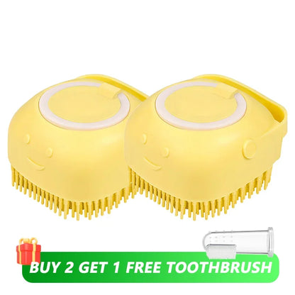 Brosse de bain en silicone avec distributeur de shampoing pour animaux