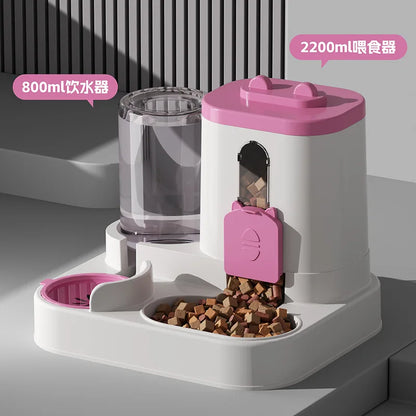 Distributeur automatique de nourriture et fontaine à eau 2-en-1