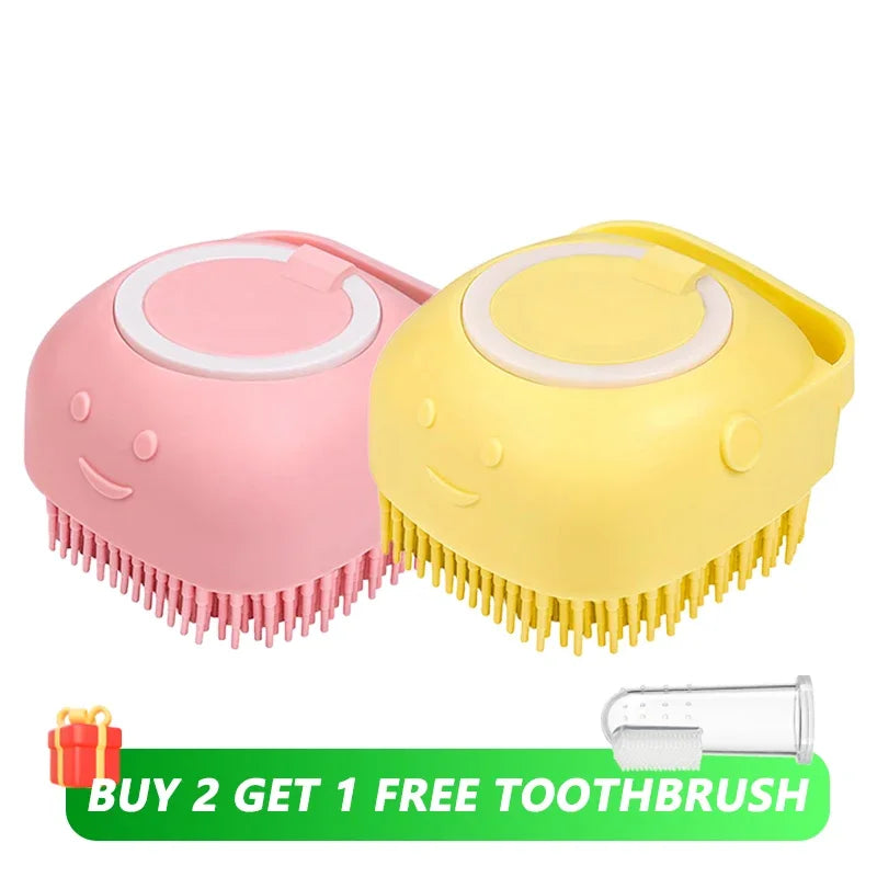 Brosse de bain en silicone avec distributeur de shampoing pour animaux