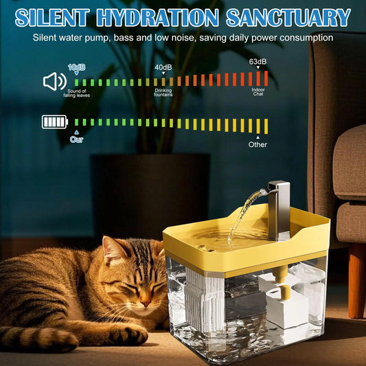 Fontaine à eau silencieuse pour chat et chient - Filtre USB 1200ml