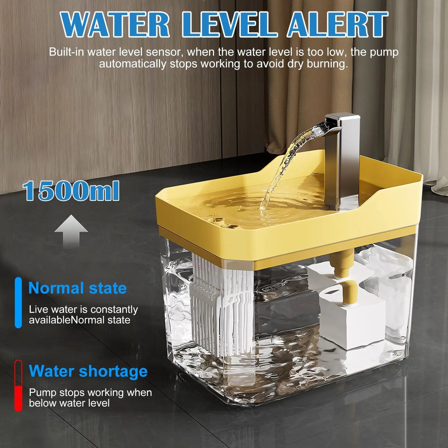 Fontaine à eau silencieuse pour chat et chient - Filtre USB 1200ml