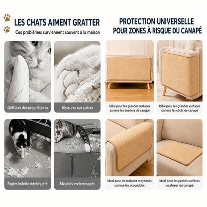 Griffoir en sisal protège-canapé pour chat — adhésif