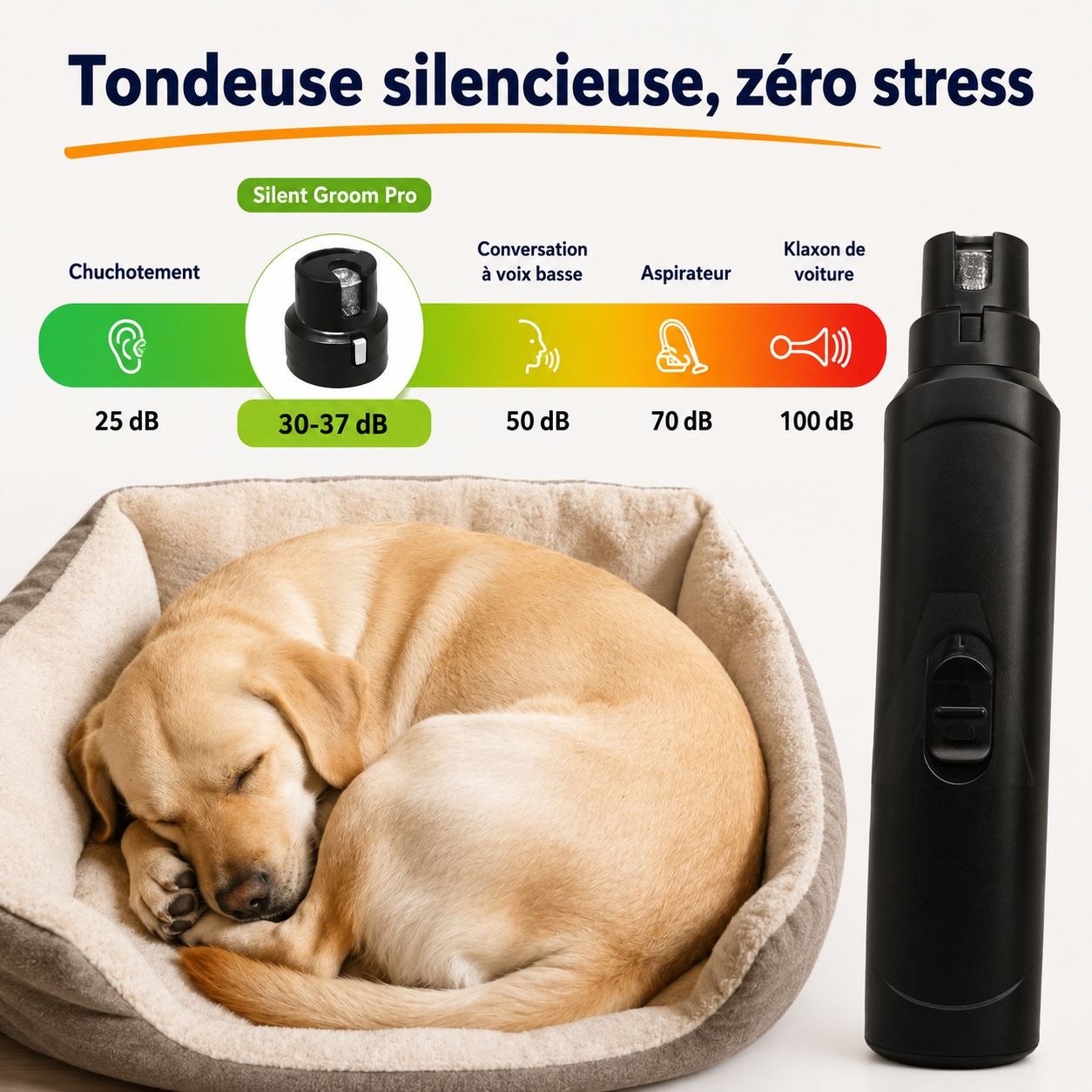 Lime à ongles électrique silencieuse pour chats et chiens
