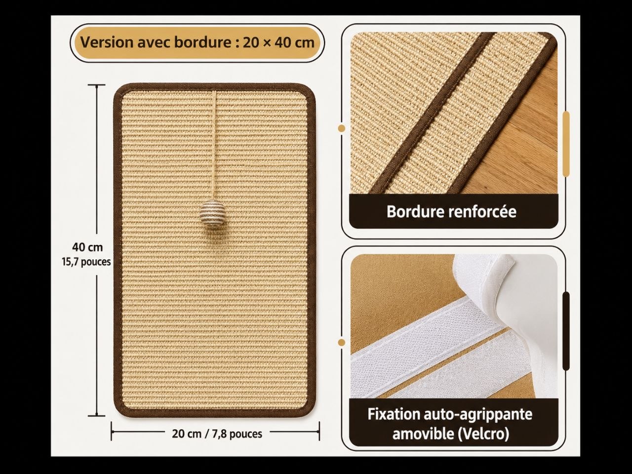 Griffoir en sisal protège-canapé pour chat — adhésif